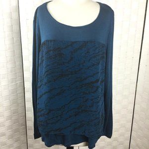 DKNY‎ Blue/Black Casual 2 Layer Top, Size XL